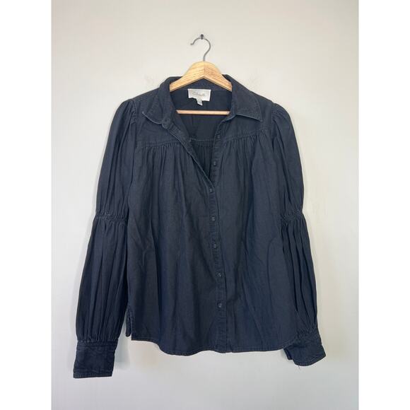 NEW Cleobella Button Down Cotton Blakely Blouse Charcoal Black Size: Medium - Picture 3 of 9